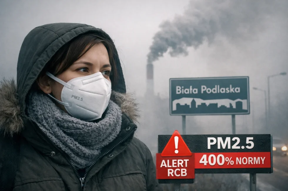 Alert RCB: Fatalna jakość powietrza w powiecie bialskim. Norma PM2.5 przekroczona o ponad 400%