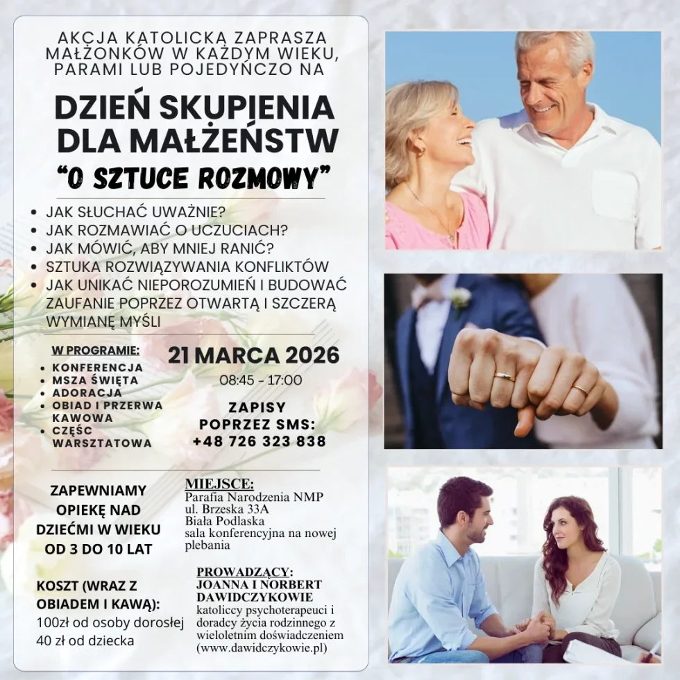„O sztuce rozmowy”. Dzień skupienia dla małżeństw w Białej Podlaskiej